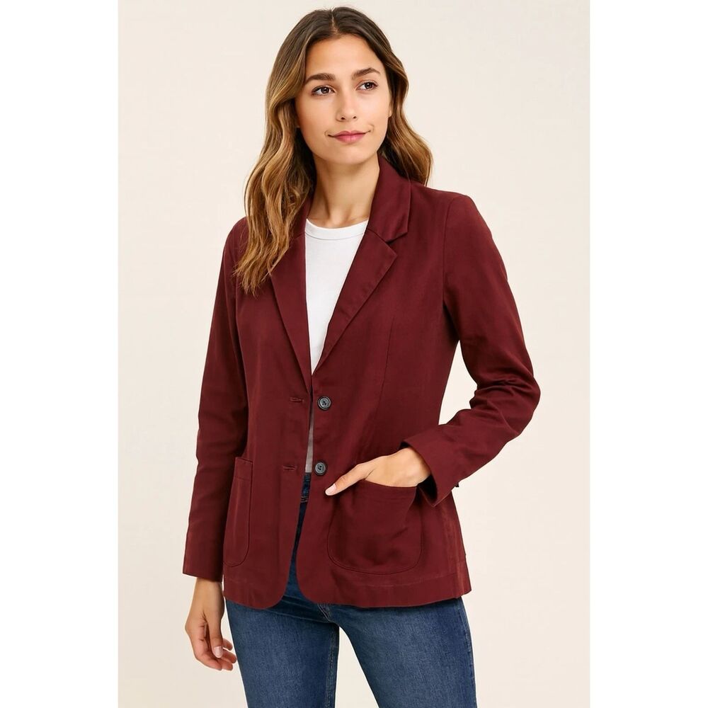 PEAU DE LOUP Jacket Womens 4 Beta Button Twill Haugom Blazer preppy office siren